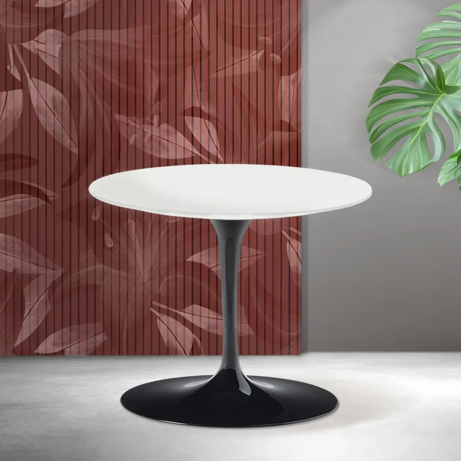 Konferenční stolek Saarinen Tulip, výška 39 cm, matně bílá keramika Florim - šarlatová Viadurini