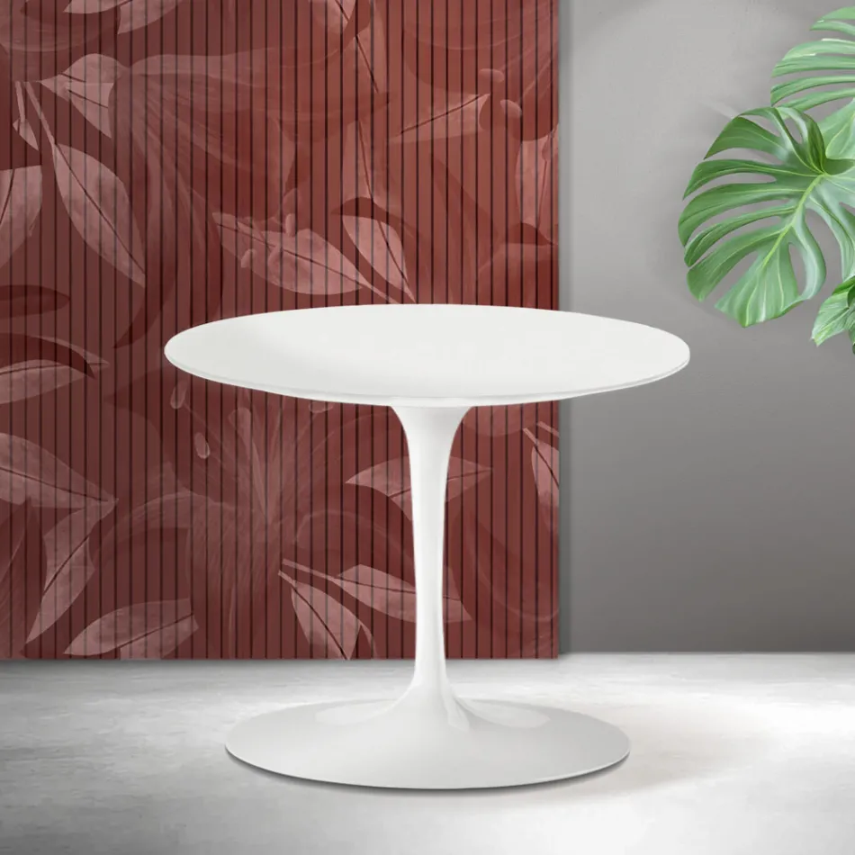 Konferenční stolek Saarinen Tulip, výška 39 cm, matně bílá keramika Florim - šarlatová Viadurini