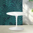 Konferenční stolek Saarinen Tulip, výška 39 cm, lesklý bílý, keramika Florim - šarlatový Viadurini