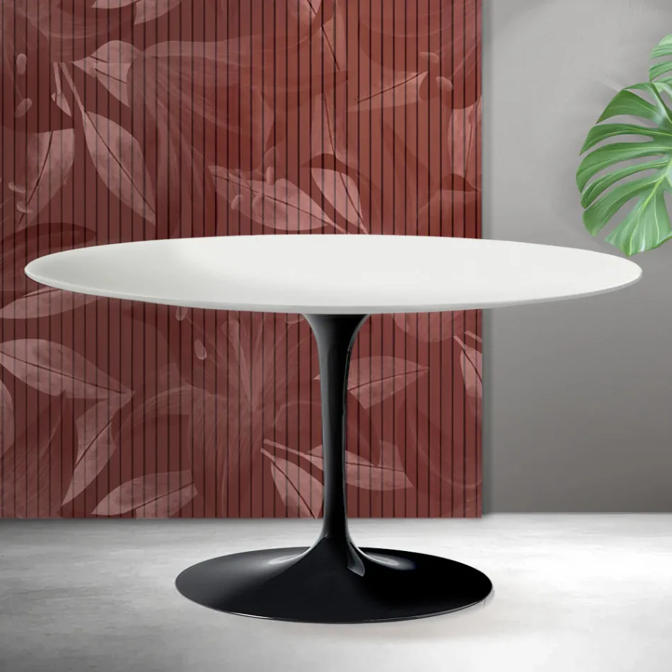 Konferenční stolek Saarinen Tulip, výška 41 cm, matně bílá keramika Florim - šarlatová Viadurini