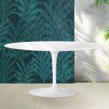 Konferenční stolek Saarinen Tulip, výška 41 cm, lesklý bílý, keramika Florim - šarlatový