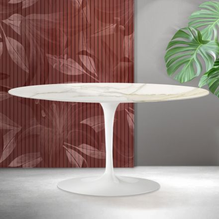 Konferenční stolek Saarinen Tulip V 41 cm, keramika Florim Calacatta Gold Matt - Scarlet Viadurini
