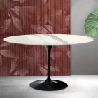 Konferenční stolek Saarinen Tulip V 41 cm z matné keramiky Florim Statuario - šarlatová Viadurini