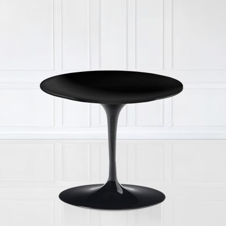 Konferenční stolek Tulip Saarinen H 41 s deskou z černého tekutého laminátu Made in Italy - Scarlet Viadurini