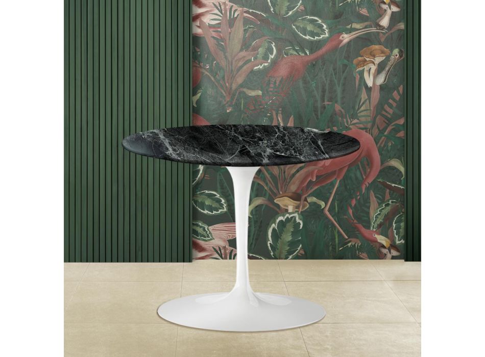 Konferenční stolek Tulip Saarinen H 41 s mramorovou deskou Verde Alpi Made in Italy Viadurini