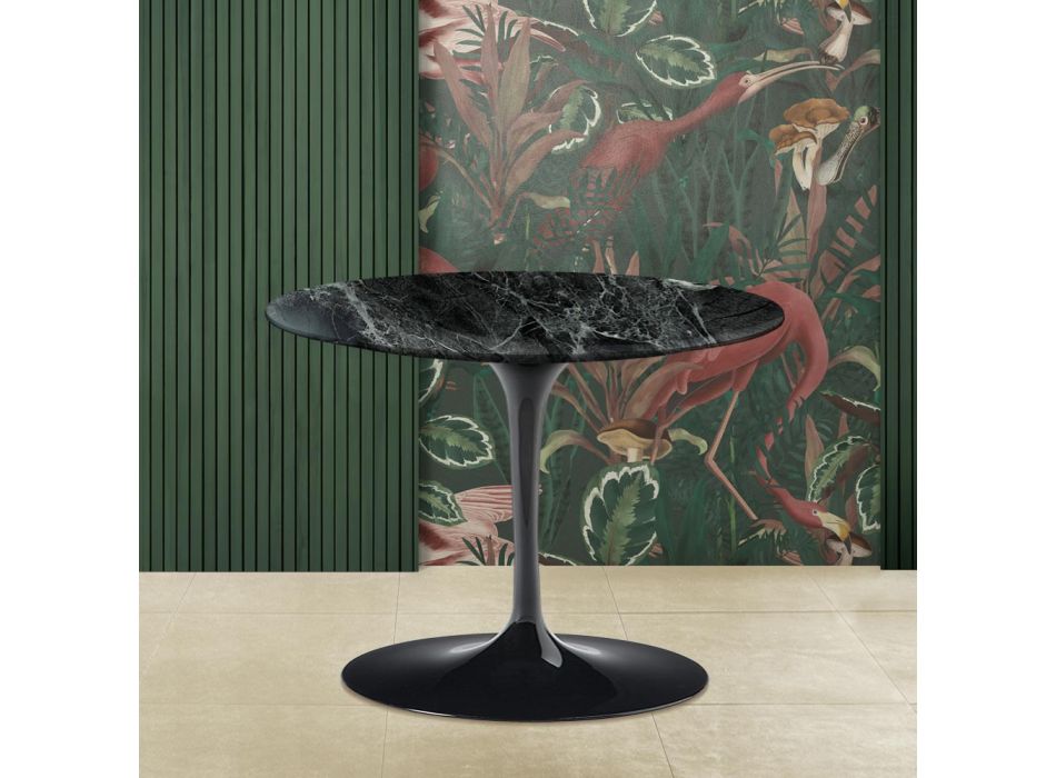 Konferenční stolek Tulip Saarinen H 41 s deskou z zeleného alpi mramoru Made in Italy Viadurini