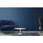 Konferenční stolek Tulip Saarinen H 41 s oválnou deskou z bílého tekutého laminátu Made in Italy - Scarlet Viadurini