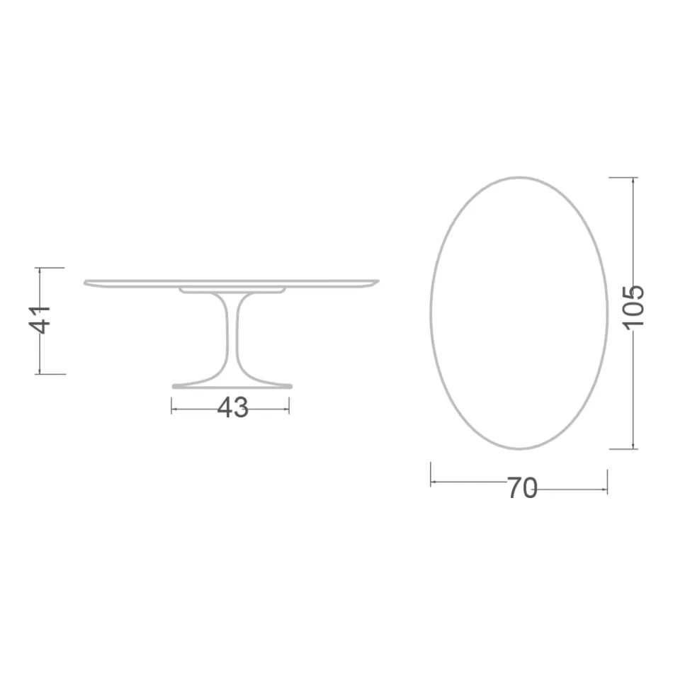 Konferenční stolek Tulip Saarinen H 41 s oválnou deskou z bílého tekutého laminátu Made in Italy - Scarlet Viadurini