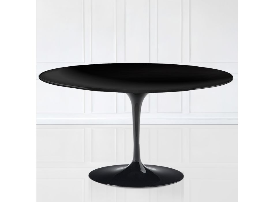 Konferenční stolek Tulip Saarinen H 41 s oválnou deskou z černého tekutého laminátu Made in Italy - Scarlet Viadurini