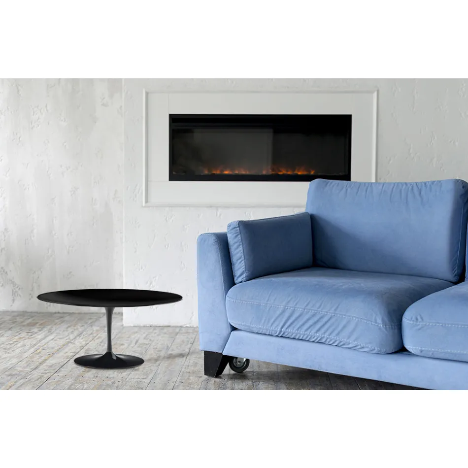 Konferenční stolek Tulip Saarinen H 41 v černém oválném tekutém laminátu Made in Italy - Scarlet Viadurini