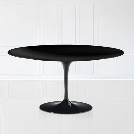 Konferenční stolek Tulip Saarinen H 41 v černém oválném tekutém laminátu Made in Italy - Scarlet Viadurini