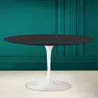 Tulip Saarinen H 41 oválný konferenční stolek s černou měkkou keramickou deskou Made in Italy - Scarlet Viadurini