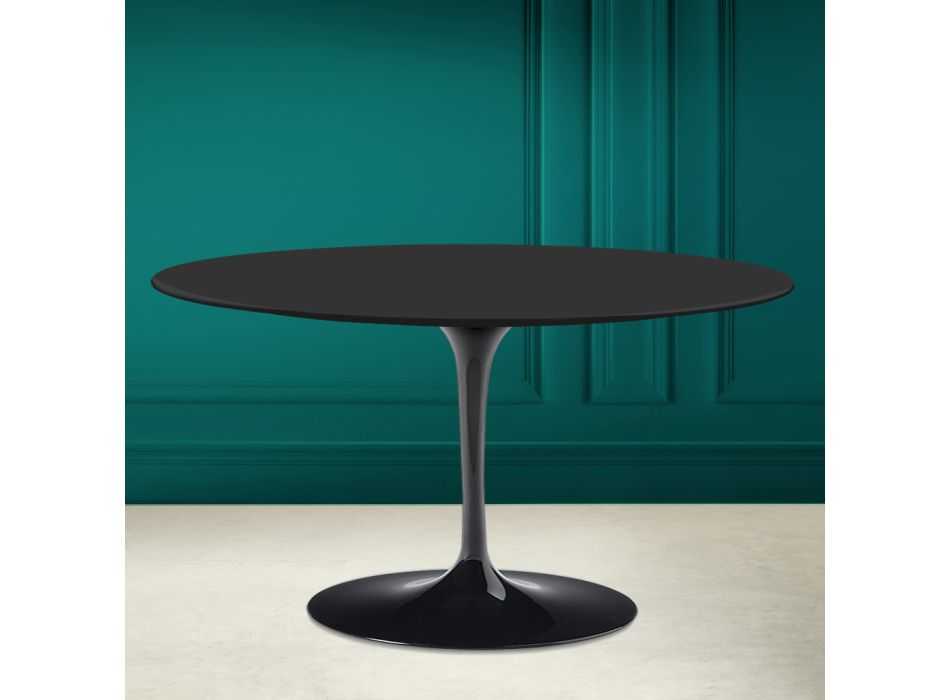 Tulip Saarinen H 41 oválný konferenční stolek s černou měkkou keramickou deskou Made in Italy - Scarlet Viadurini