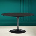 Tulip Saarinen H 41 oválný konferenční stolek s černou měkkou keramickou deskou Made in Italy - Scarlet