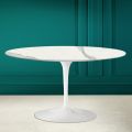 Tulip Saarinen H 41 oválný konferenční stolek s celožilovou sochařskou keramickou deskou - šarlatová
