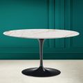Tulip Saarinen H 41 oválný konferenční stolek v keramické calacatta starožitné bílé - šarlatový
