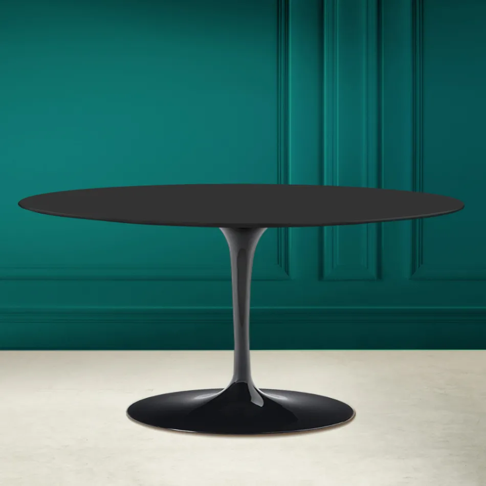 Tulip Saarinen H 41 oválný konferenční stolek z měkké keramiky Noir Made in Italy - Scarlet Viadurini