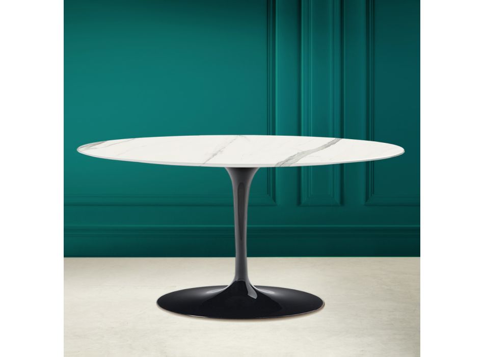 Tulip Saarinen H 41 oválný konferenční stolek z celožilové sochařské keramiky Viadurini