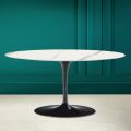 Tulip Saarinen H 41 oválný konferenční stolek v plné žíle sochařská keramika - šarlatová