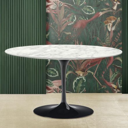 Tulip Saarinen H 41 Oválný konferenční stolek z carrarského mramoru Made in Italy - Scarlet Viadurini