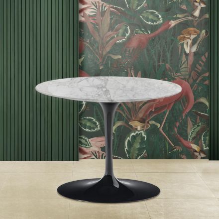 Kulatý konferenční stolek Tulip Saarinen H 41 s deskou z mramoru Arabescato Made in Italy - Scarlet Viadurini