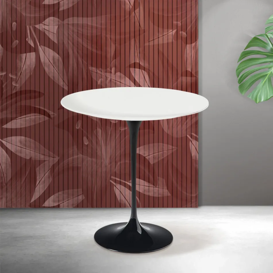 Konferenční stolek Saarinen Tulip, výška 52 cm, matně bílá keramika Florim - šarlatová Viadurini