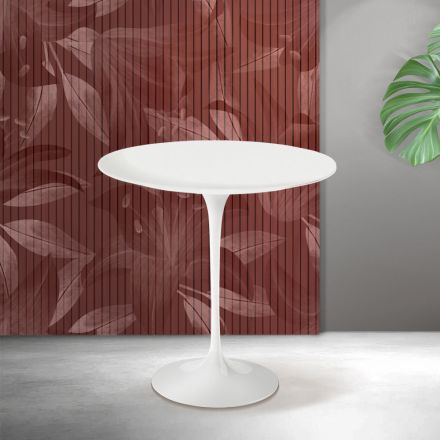 Konferenční stolek Saarinen Tulip, výška 52 cm, matně bílá keramika Florim - šarlatová Viadurini