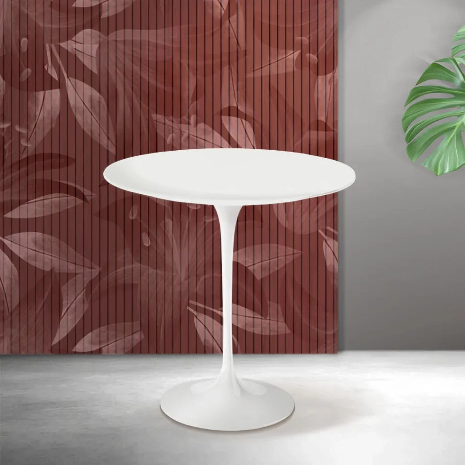 Konferenční stolek Saarinen Tulip, výška 52 cm, matně bílá keramika Florim - šarlatová Viadurini