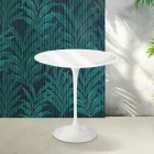 Konferenční stolek Saarinen Tulip, výška 52 cm, lesklý bílý, keramika Florim - šarlatový Viadurini