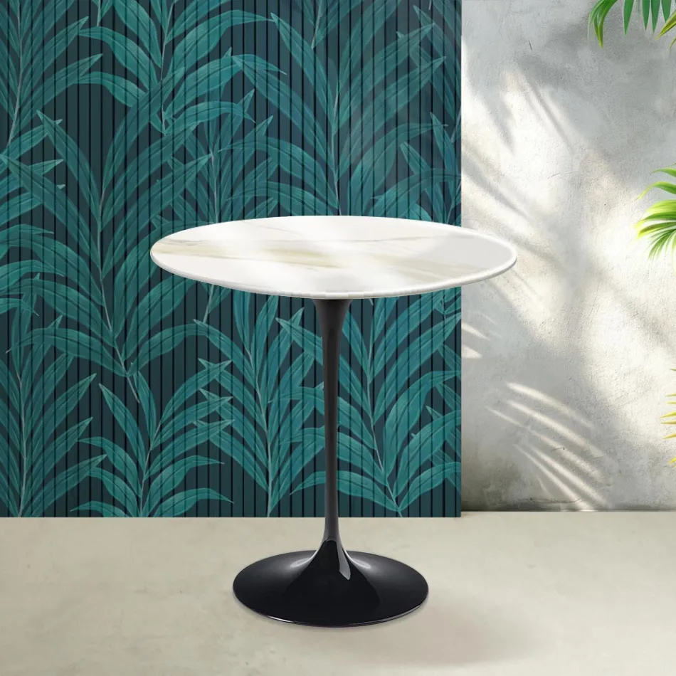 Konferenční stolek Saarinen Tulip V 52 cm, keramika Florim Calacatta Gold Gloss - Scarlet Viadurini