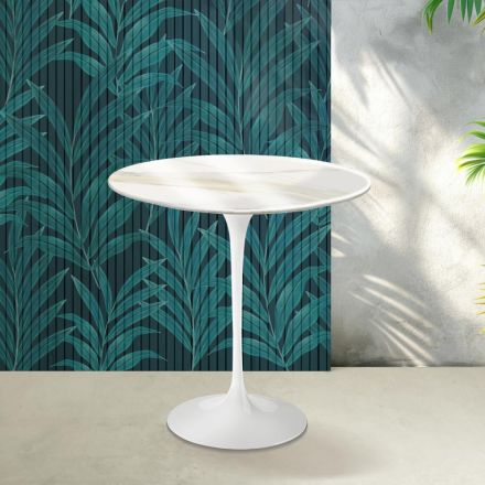 Konferenční stolek Saarinen Tulip V 52 cm, keramika Florim Calacatta Gold Gloss - Scarlet Viadurini