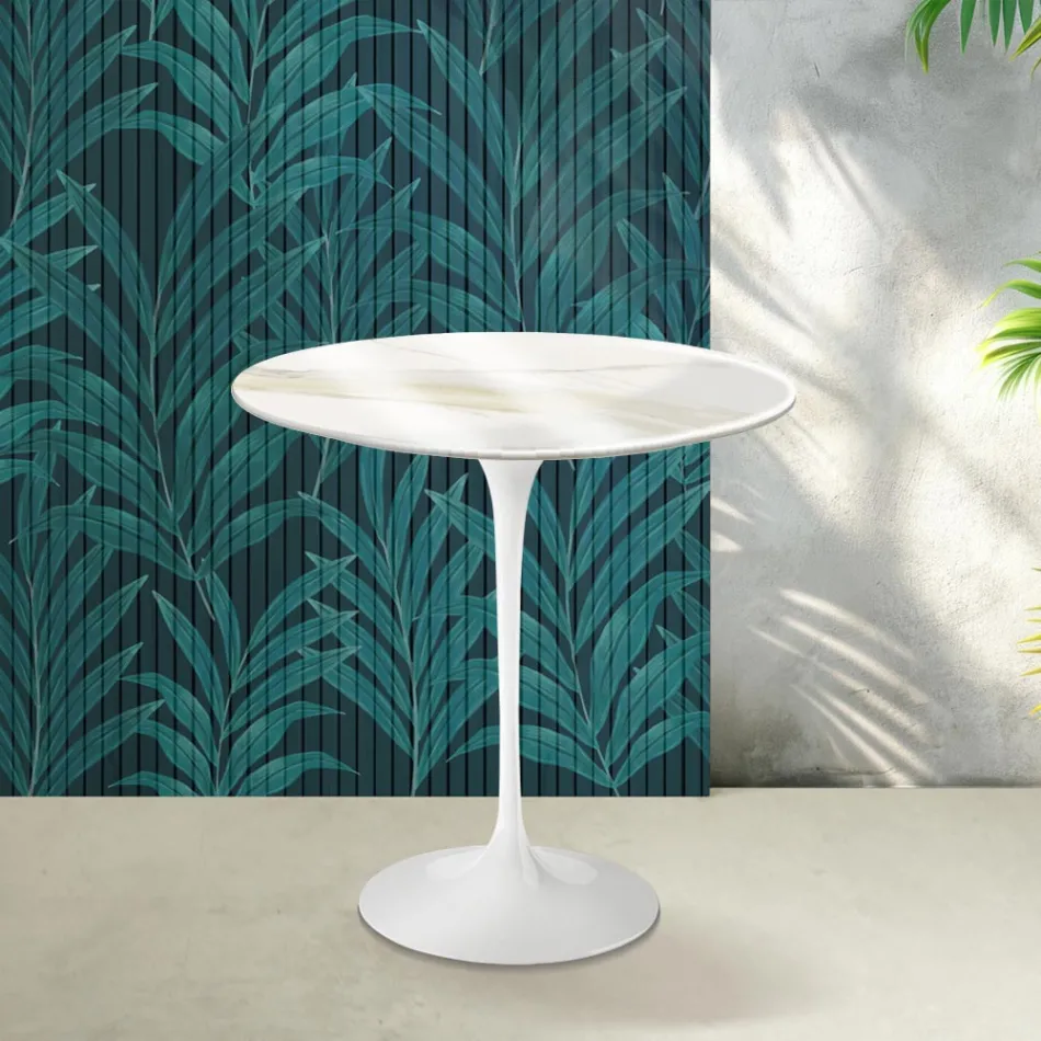 Konferenční stolek Saarinen Tulip V 52 cm, keramika Florim Calacatta Gold Gloss - Scarlet Viadurini