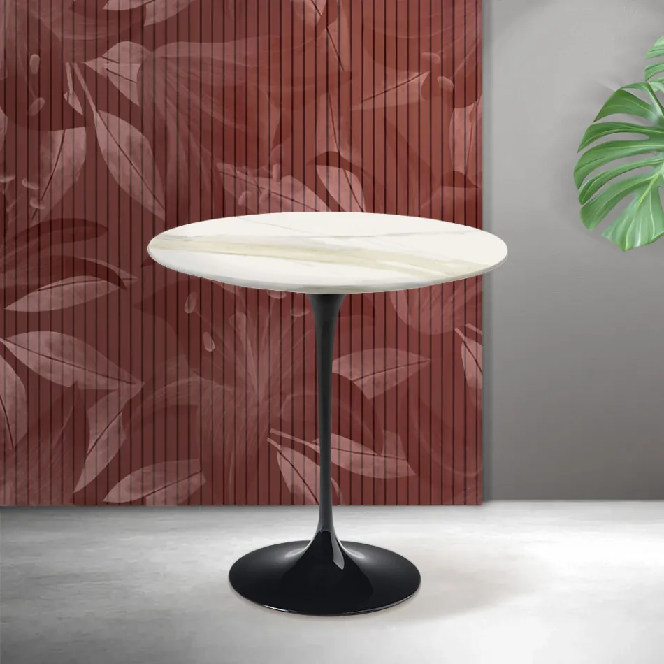 Konferenční stolek Saarinen Tulip V 52 cm, keramika Florim Calacatta Gold Matt - Scarlet Viadurini
