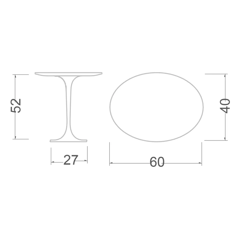 Konferenční stolek Tulip Saarinen H 52 s oválnou deskou z bílého tekutého laminátu Made in Italy - Scarlet Viadurini