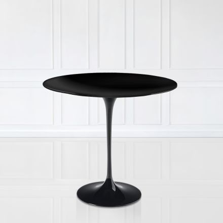 Konferenční stolek Tulip Saarinen H 52 s oválnou deskou z černého tekutého laminátu Made in Italy - Scarlet Viadurini
