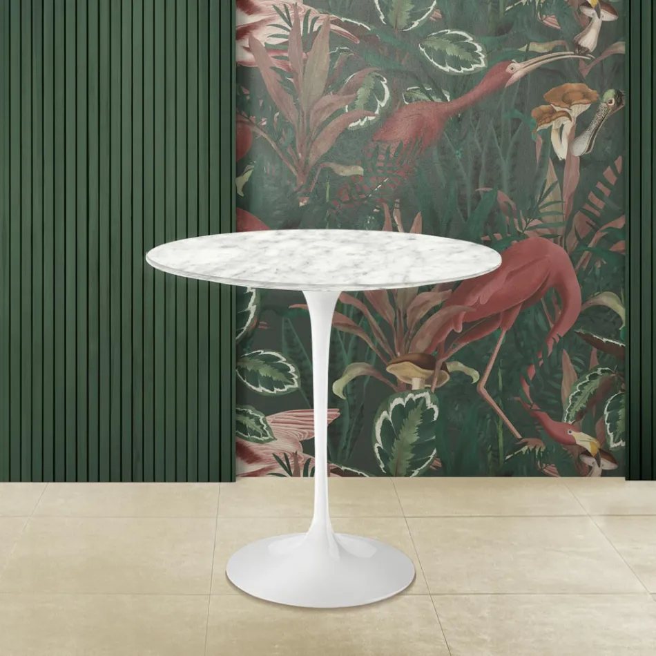 Konferenční stolek Tulip Saarinen H 52 s oválnou deskou z carrarského mramoru Made in Italy - Scarlet Viadurini