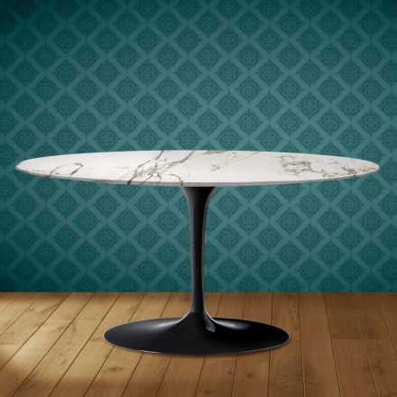 Konferenční stolek Saarinen Tulip, oválný, výška 41 cm, keramika Aura 22, vyrobeno v Itálii - Scarlet Viadurini