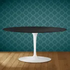 Konferenční stolek Saarinen Tulip, oválný, výška 41 cm, keramika Domoos, vyrobeno v Itálii - šarlatová Viadurini