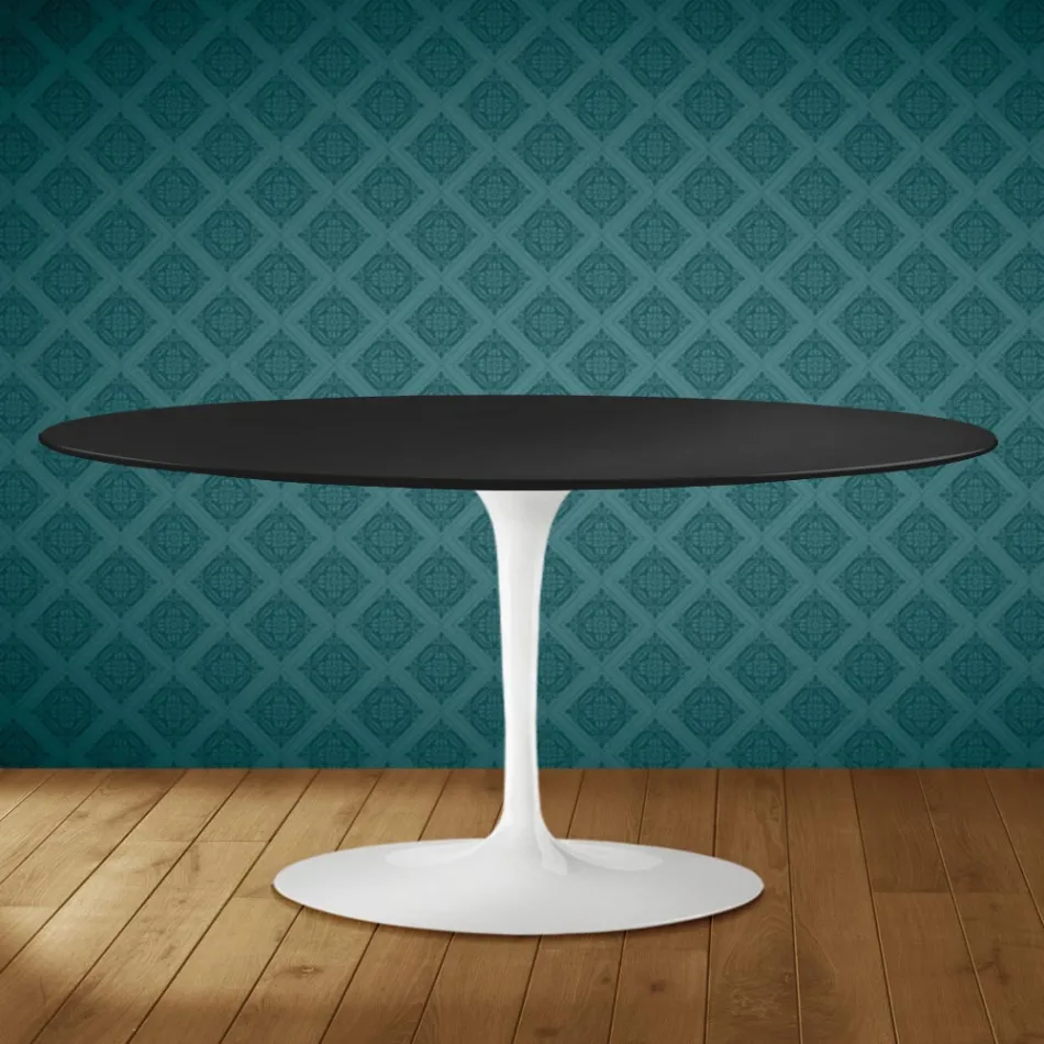 Konferenční stolek Saarinen Tulip, oválný, výška 41 cm, keramika Domoos, vyrobeno v Itálii - šarlatová Viadurini