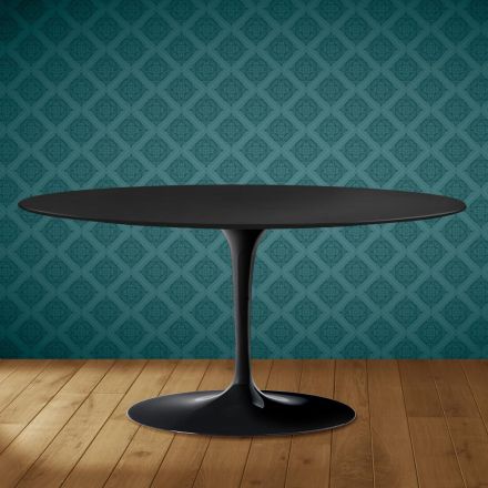 Konferenční stolek Saarinen Tulip, oválný, výška 41 cm, keramika Domoos, vyrobeno v Itálii - šarlatová Viadurini