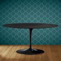 Konferenční stolek Saarinen Tulip, oválný, výška 41 cm, keramika Domoos, vyrobeno v Itálii - šarlatová