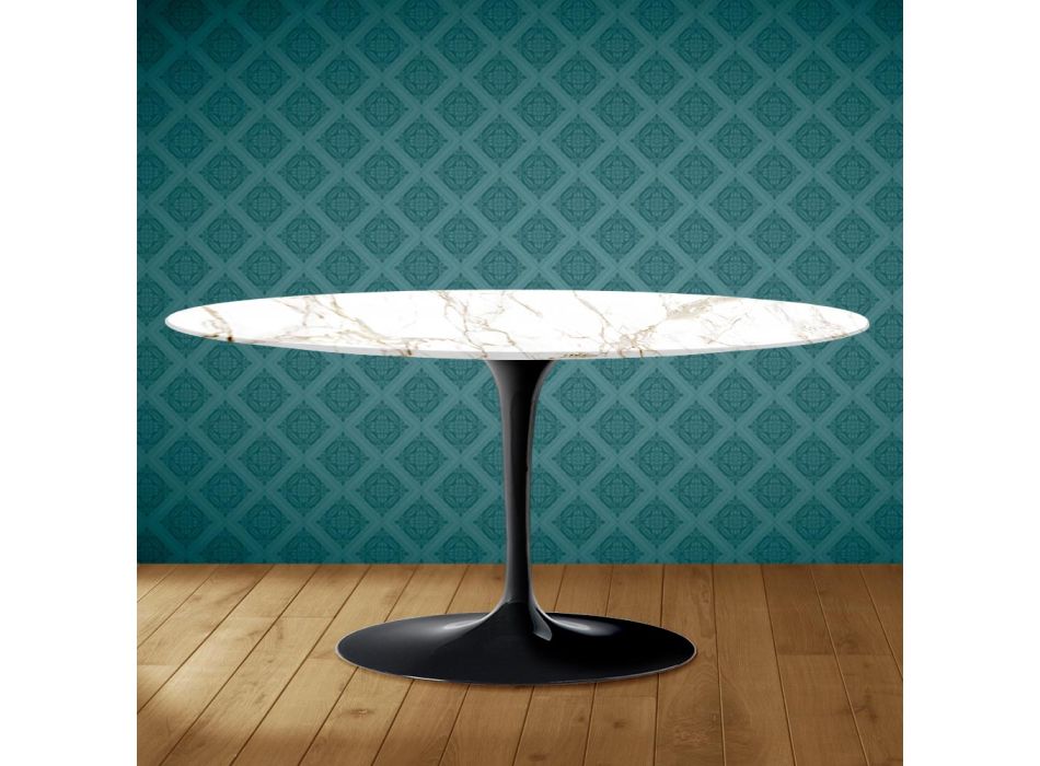 Tulip Saarinen oválný konferenční stolek H 41 z keramiky Entzo Made in Italy - Scarlet Viadurini