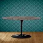 Oválný konferenční stolek Tulip Saarinen H 41 z keramiky Kira Made in Italy - Scarlet Viadurini