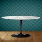 Konferenční stolek Saarinen Tulip, oválný, výška 41 cm, lesklá keramika, vyrobeno v Itálii - Scarlet Viadurini