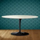 Konferenční stolek Saarinen Tulip, oválný, výška 41 cm, keramika Marmorio, vyrobeno v Itálii - Scarlet Viadurini