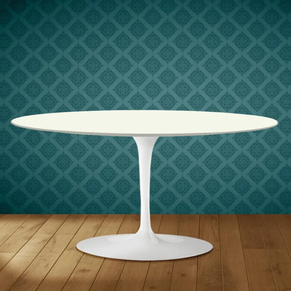 Konferenční stolek Saarinen Tulip, oválný, výška 41 cm, keramika Moonè, vyrobeno v Itálii - Scarlet Viadurini