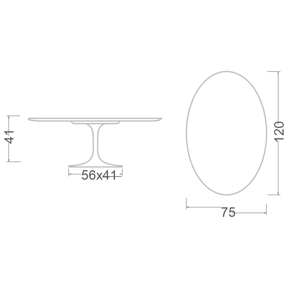Konferenční stolek Saarinen Tulip, oválný, výška 41 cm, keramika Moonè, vyrobeno v Itálii - Scarlet Viadurini