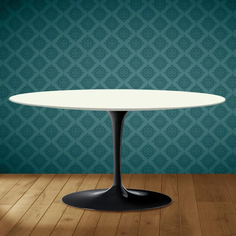 Konferenční stolek Saarinen Tulip, oválný, výška 41 cm, keramika Moonè, vyrobeno v Itálii - Scarlet Viadurini