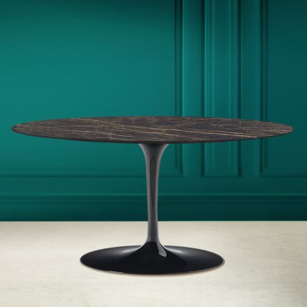 Tulip Saarinen oválný konferenční stolek H 41 z keramiky Noir Desire Made in Italy - Scarlet Viadurini