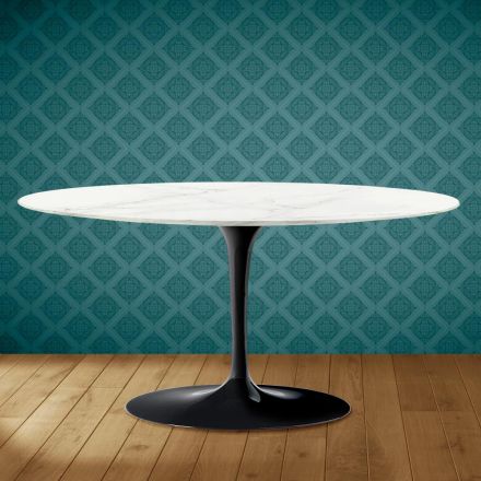 Oválný konferenční stolek Tulip Saarinen H 41 z keramiky Rem Made in Italy - Scarlet Viadurini